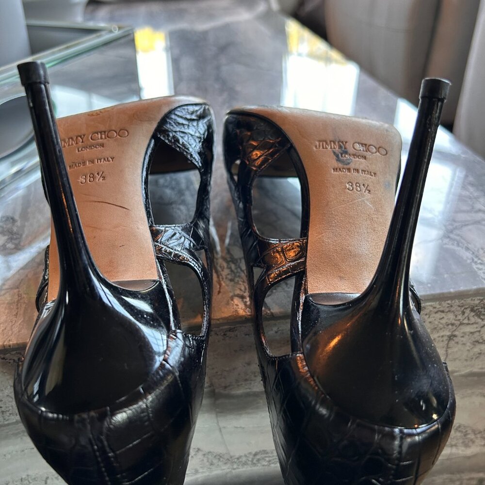 Jimmy Choo Encore Pump in Printed Mock Crock Black 38.5 - Picture 4 of 7